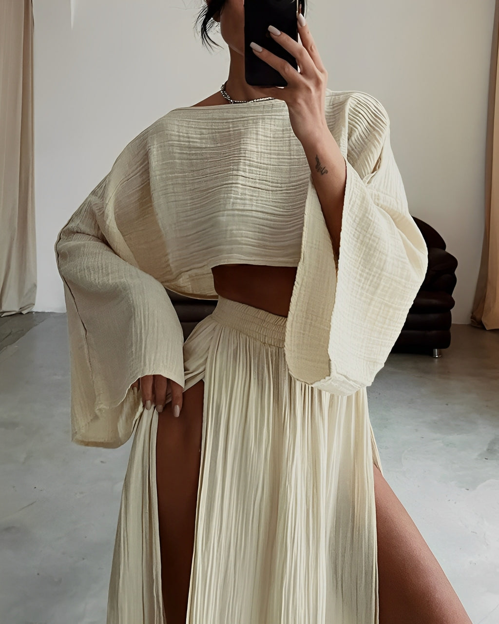 Sara | Chic Split linnen to-dels sett