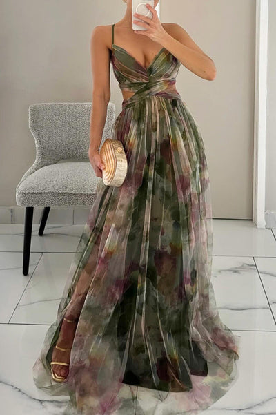 Giselle - Maxikjole med blomstertrykk