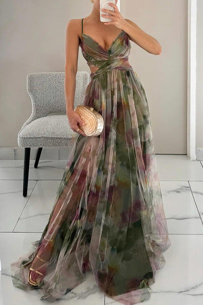 Giselle - Maxikjole med blomstertrykk